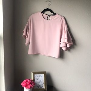 Zara Woman small ruffle sleeve top